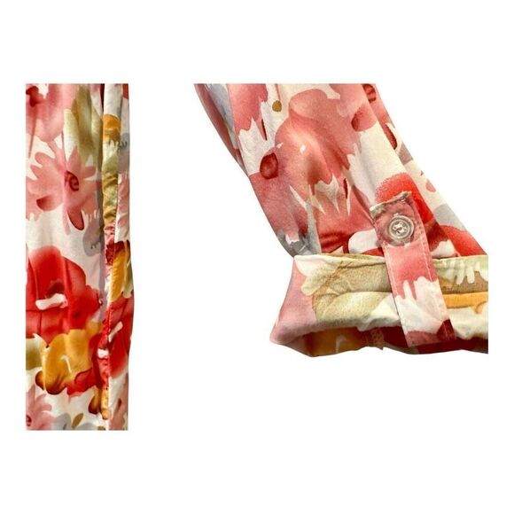 Christian Siriano Button Up Top Blouse Floral Size L Bright - Picture 7 of 12